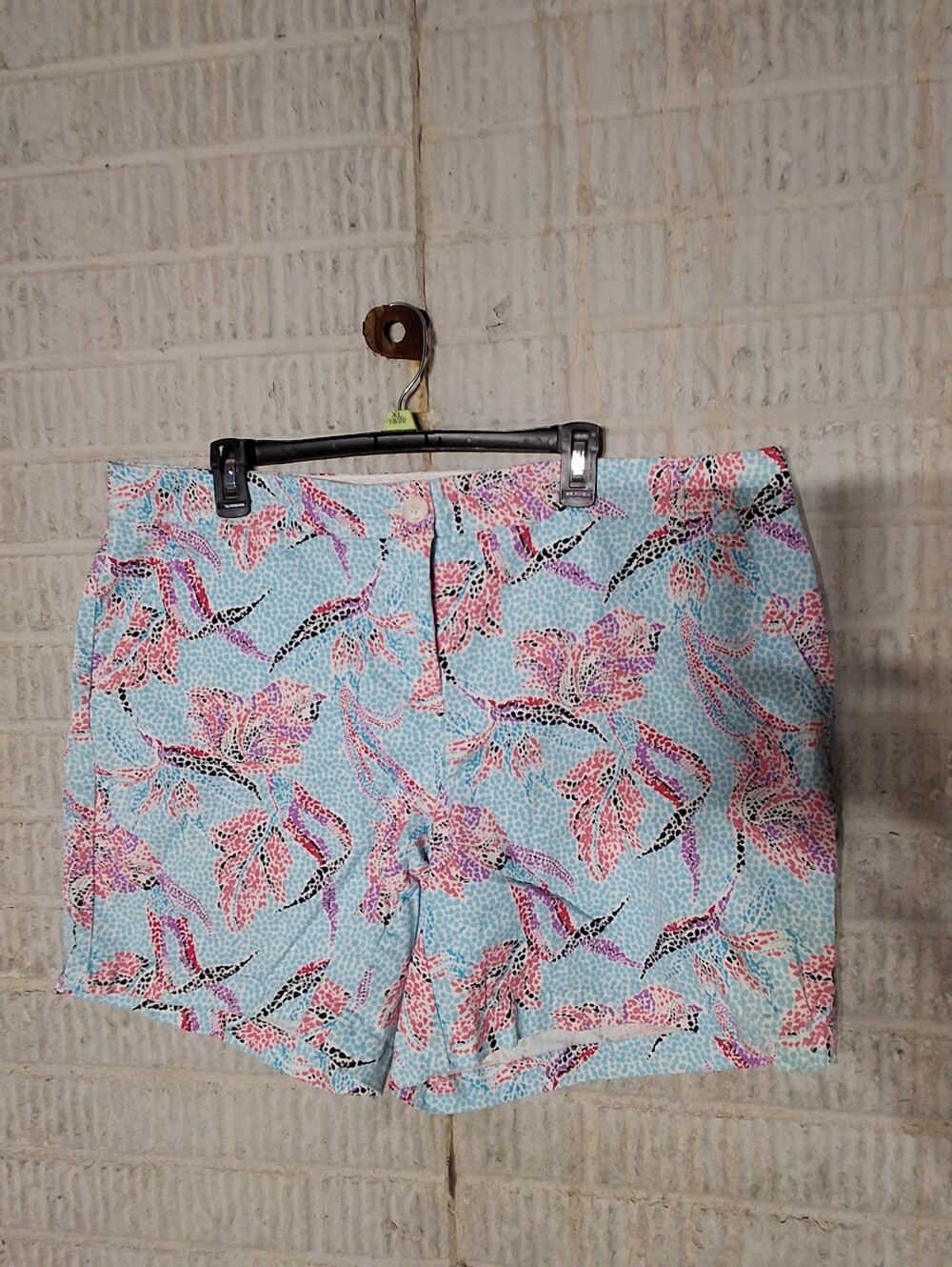Crown & Ivy Women's Floral Light Blue Cotton Shorts 18w Curvy